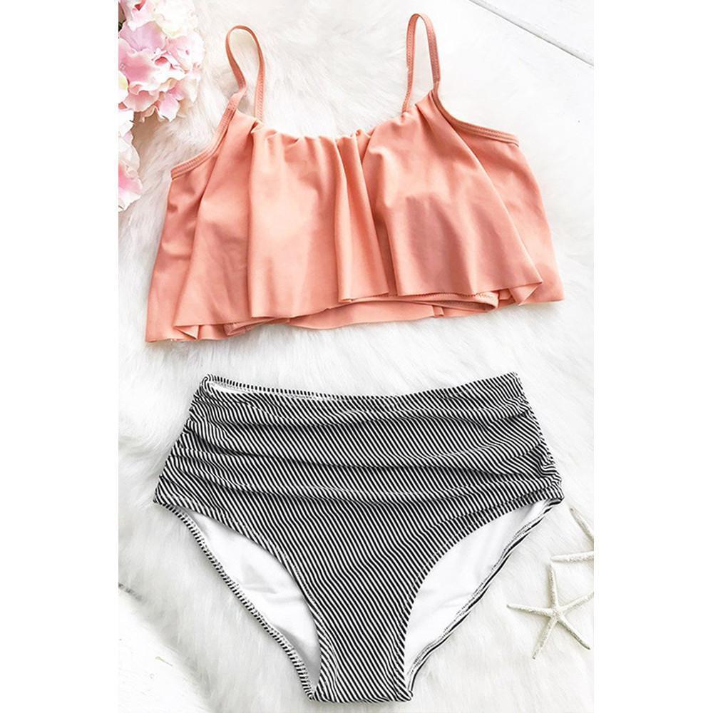 Falbala Hoch-Tailliertes Bikini-Set Badeanzug