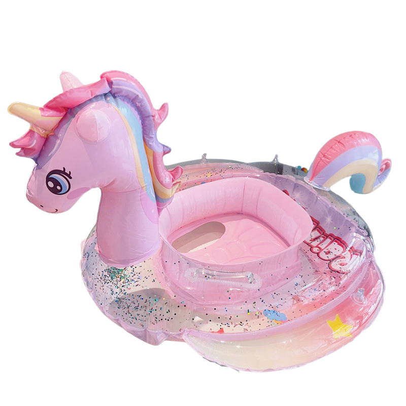 Aufblasbarer Schwimmring mit glitzerndem Einhorn – stabile Doppelgriffe – langlebiges, umweltfreundliches PVC – Wanduhr