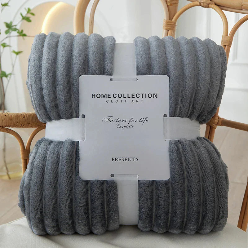 Gestreifte Flanell Fleece Decke - CozyStripe