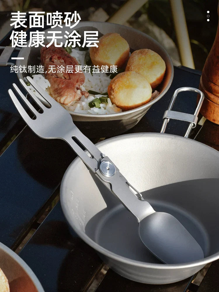 Sandsberg | Titan Camping Besteckset - Faltbarer Löffel, Gabel, Essstäbchen & Schüssel für Reisen