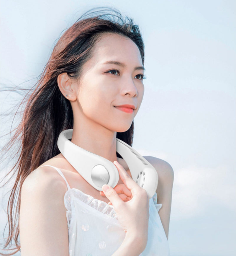 Sandsberg | Tragbarer Hängender Nacken-Elektrolüfter, mit USB-Ladefunktion, 360° Ring-Softwind und doppelfrequenzkonvertierendem Magnetschwebemotor, für Büro, Reisen & Outdoor