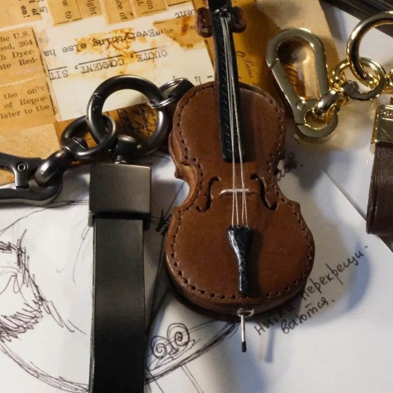 Hergestellter Leder Violin- & Cello-Schlüsselanhänger