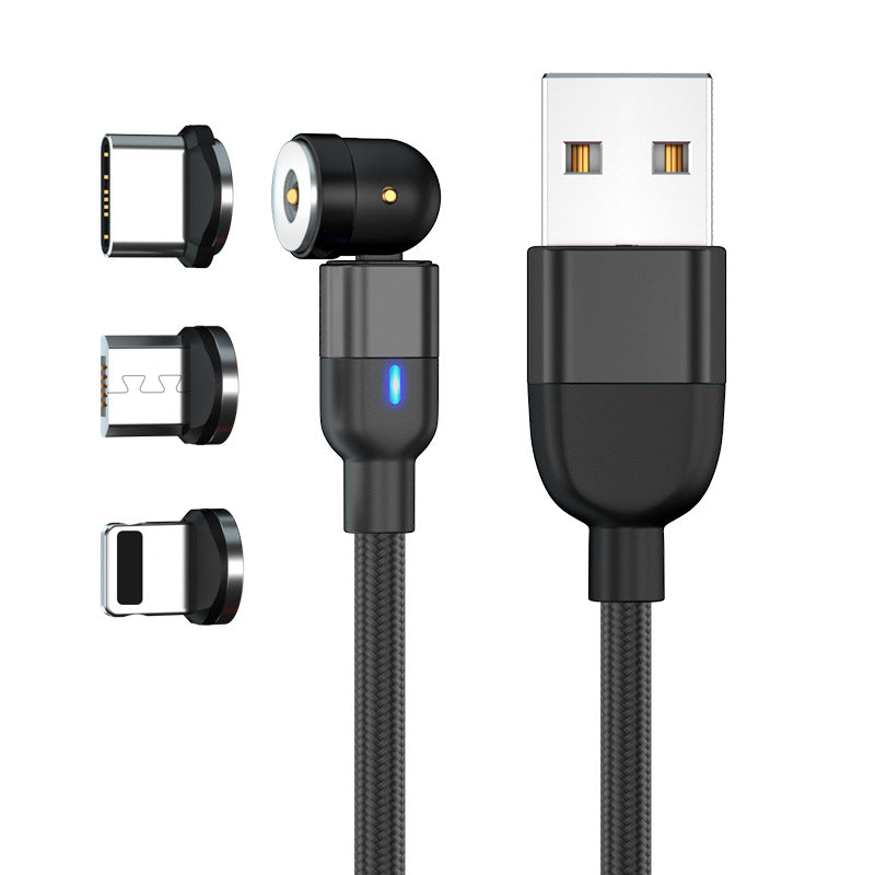 Datenkabel 540 Grad Blindabsaugung Rundes magnetisches Ladekabel Drei-in-eins gebogenes magnetisches Kabel