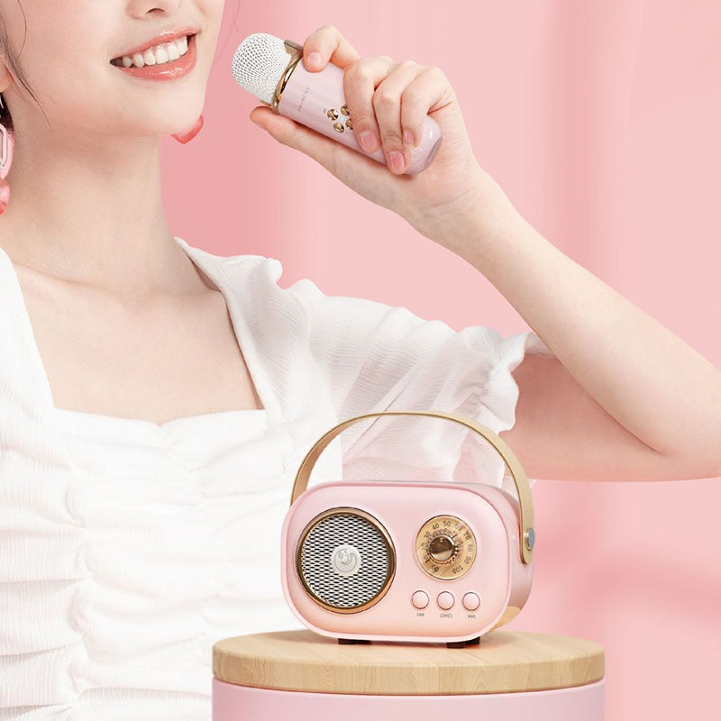 Mini Karaoke Maschine & Bluetooth Lautsprecher Mit Kabellosem Mikrofon