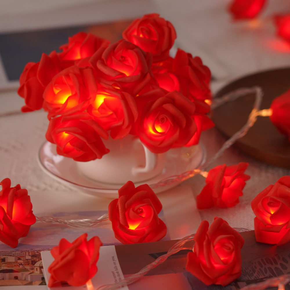 Rose Blütenlichter Lichterkette