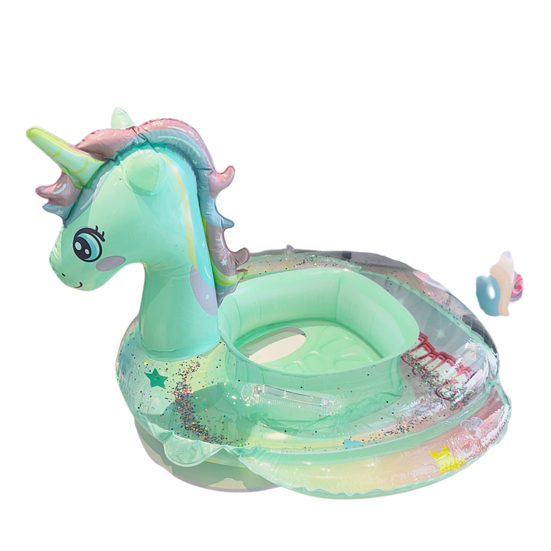 Aufblasbarer Schwimmring mit glitzerndem Einhorn – stabile Doppelgriffe – langlebiges, umweltfreundliches PVC – Wanduhr