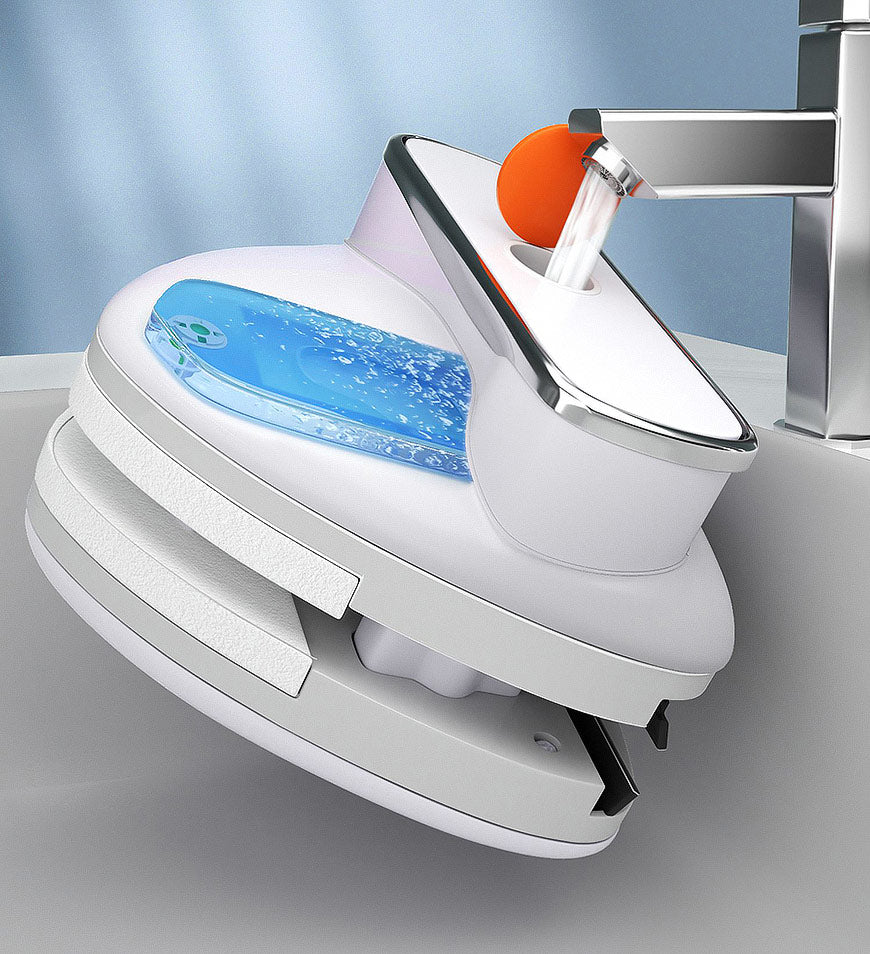 Magnetischer Glaswischer mit selbstrückstellender, frei einstellbarer Rückfederung Z47