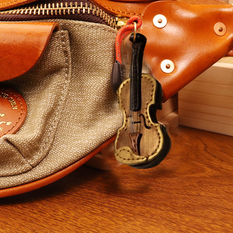 Hergestellter Leder Violin- & Cello-Schlüsselanhänger