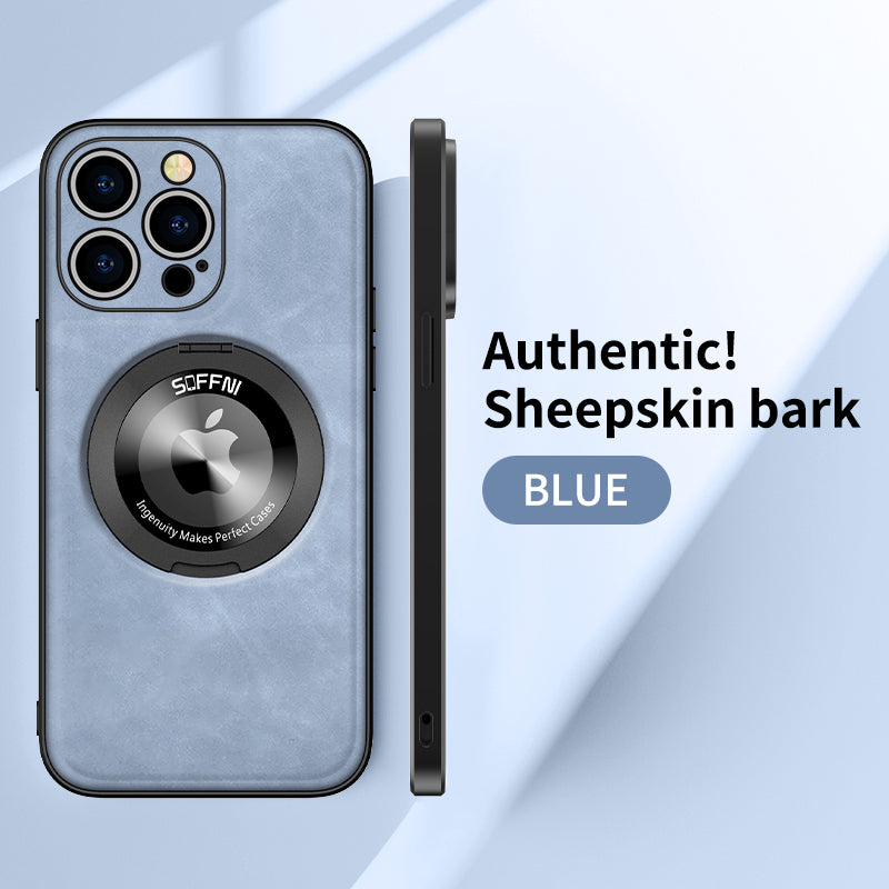 Magsafe-Halter aus Schaffellleder mit drehbarer Halterung für das iPhone