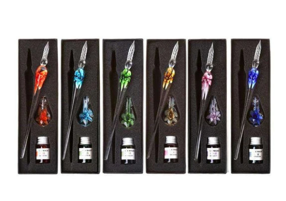 Glas Kalligraphie Stift Set mit Tinte und Stifthalter