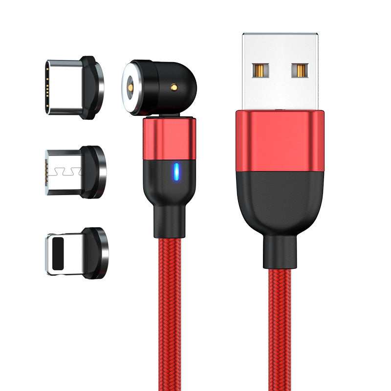 Datenkabel 540 Grad Blindabsaugung Rundes magnetisches Ladekabel Drei-in-eins gebogenes magnetisches Kabel