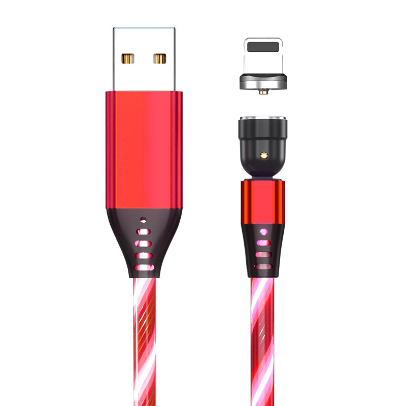 540 Rotate Luminous Magnetkabel 3A Schnellladekabel für Mobiltelefone für LED Micro USB Typ C für I-Telefonkabel