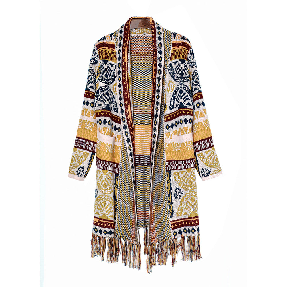 Ethnischer Fransencardigan