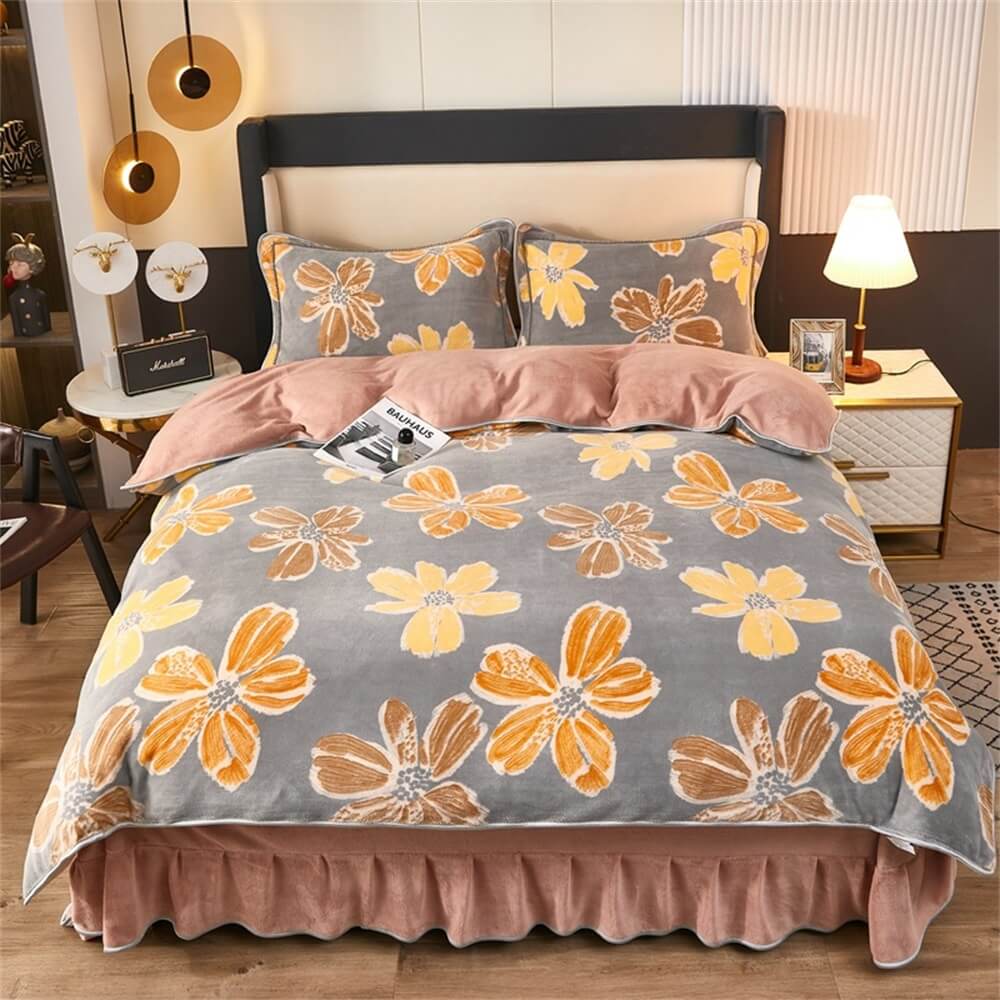 Leicht Luxus Verdickte Milch Fleece Warm Bettlaken Set