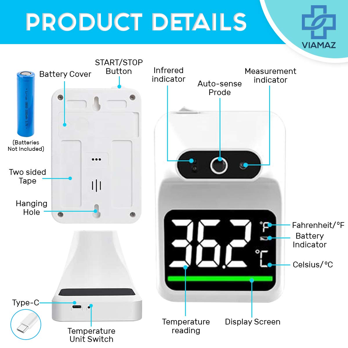 Kontaktloses Wandthermometer für die Stirn