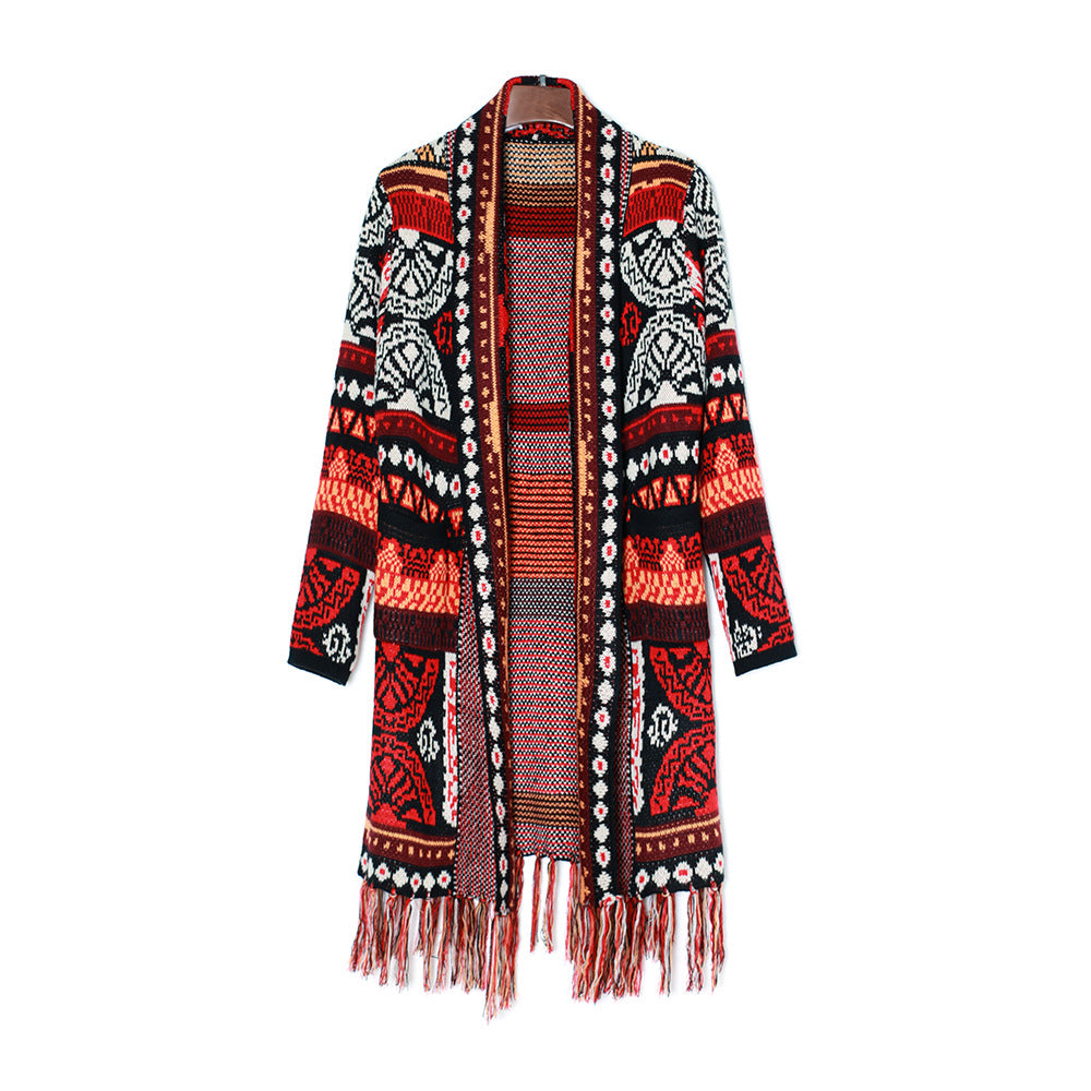 Ethnischer Fransencardigan