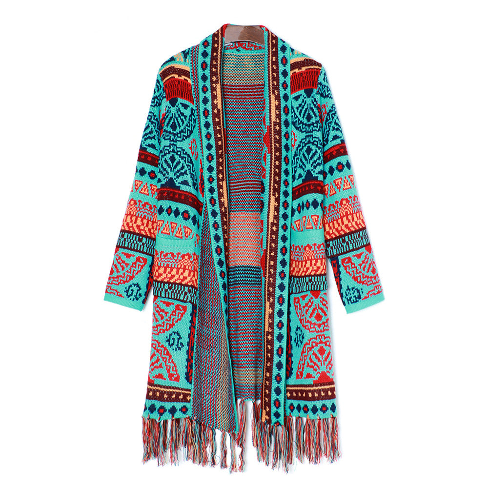 Ethnischer Fransencardigan