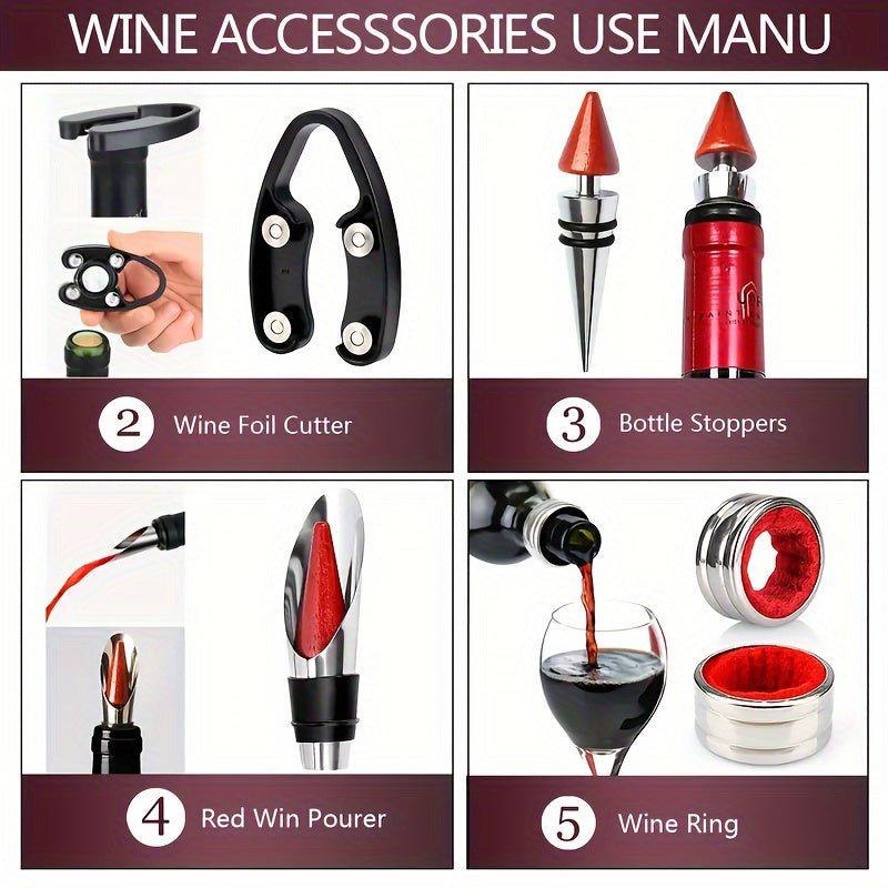 Set von 5 Edelstahl Weinöffnern - Durable und vielseitige Küchenwerkzeuge, perfektes Geschenk für Weinliebhaber, geeignet für Geburtstage, Weihnachten, Halloween und Erntedankfest