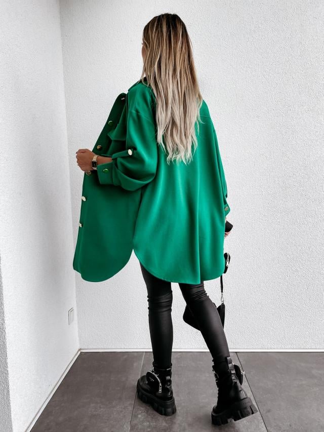 MARINDA | Damenjacke mit halber Länge und Knopfdekoration an den Ärmeln | Trendige Jacke