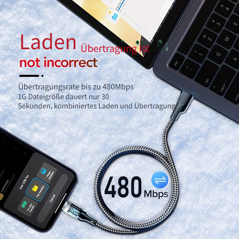BlitzCharge Pro Turbo 120W 6A USBC Kabel mit Display