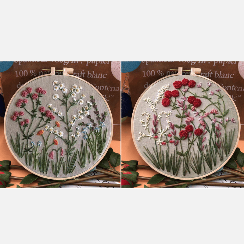 Perfektes Geschenk - Stickrahmen Blumen-Kit für Anfänger