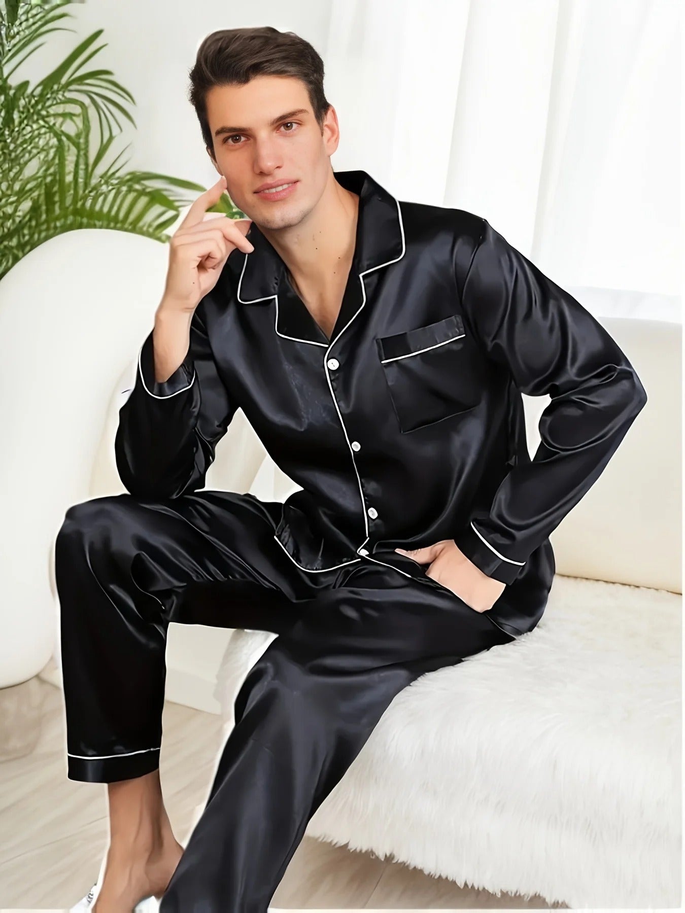 Sandsberg Luxus Herren Pyjama | Elegante Nachtwäsche | Bequem & Atmungsaktiv | Für erholsamen Schlaf