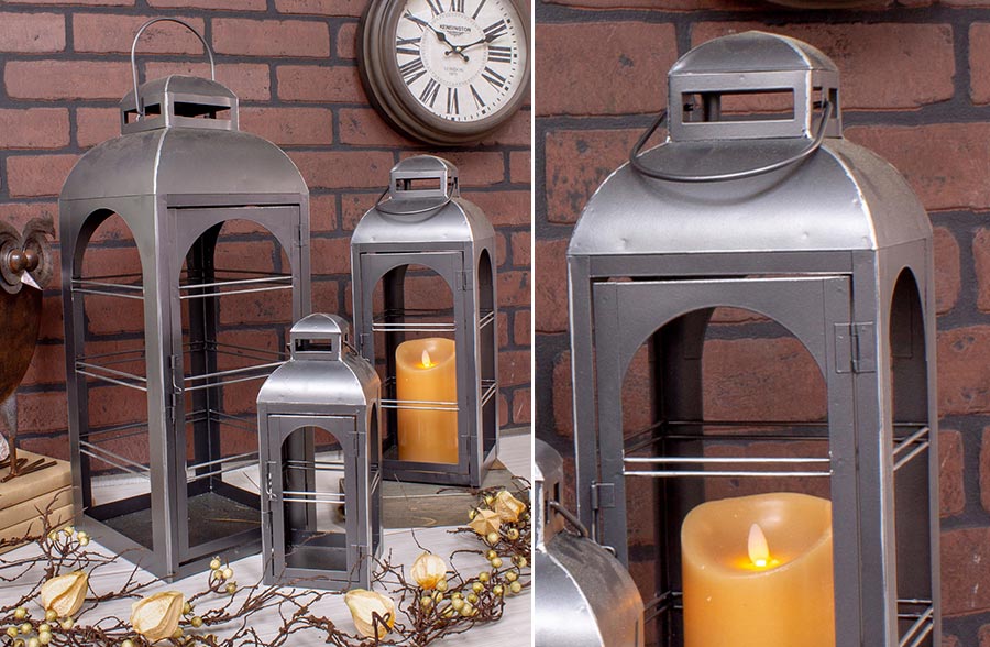 Übergroße Metallbodenlaternen, Set aus 3