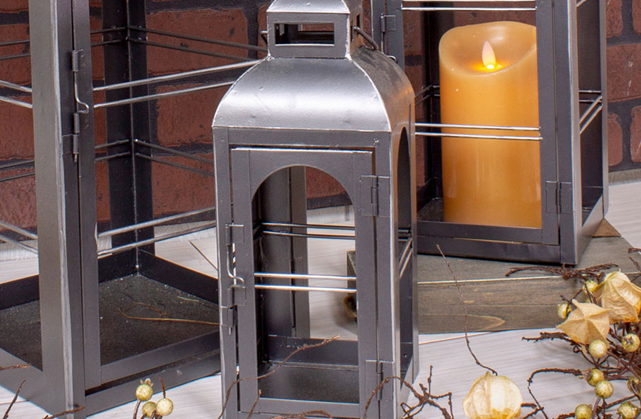Übergroße Metallbodenlaternen, Set aus 3