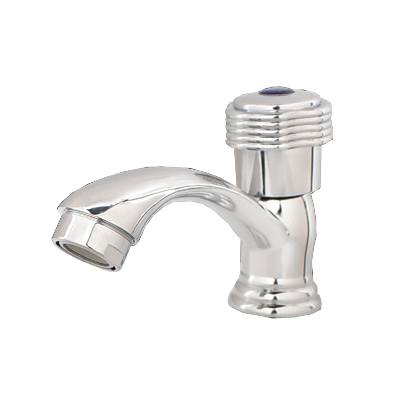 Sandsberg | Zeitgenössischer Wasserhahn Knopf Griff Niedriger Bogen Zink Wasserhahn in Silber
