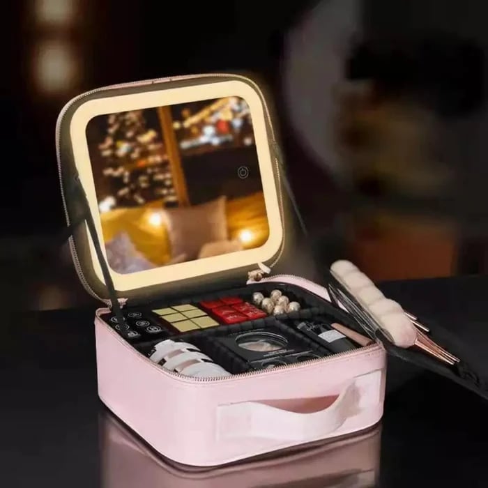 Schminktasche mit LED-Spiegel(VERSANDKOSTENLOS)