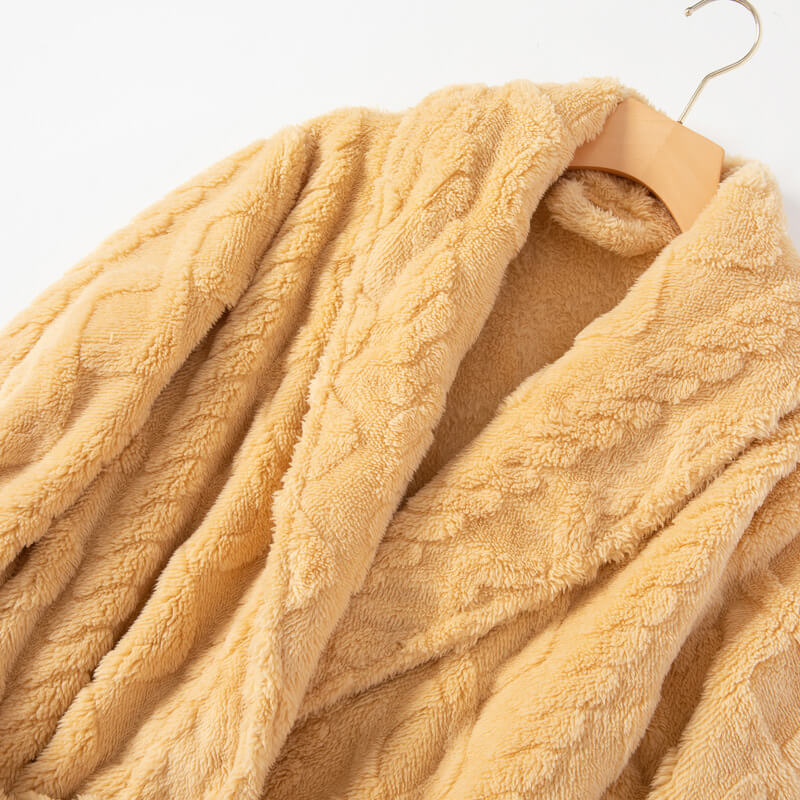 Luxuriöser Damenfleece-Bademantel mit Taschen