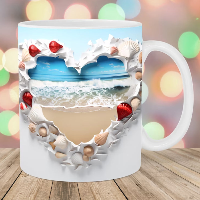 Sandsberg | 3D Ozean Strand Durchbruch Thema Kaffeebecher