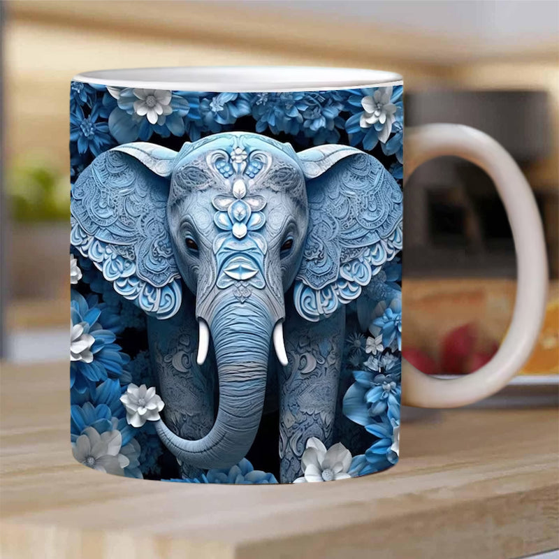 3D Elefanten Blumen Becher