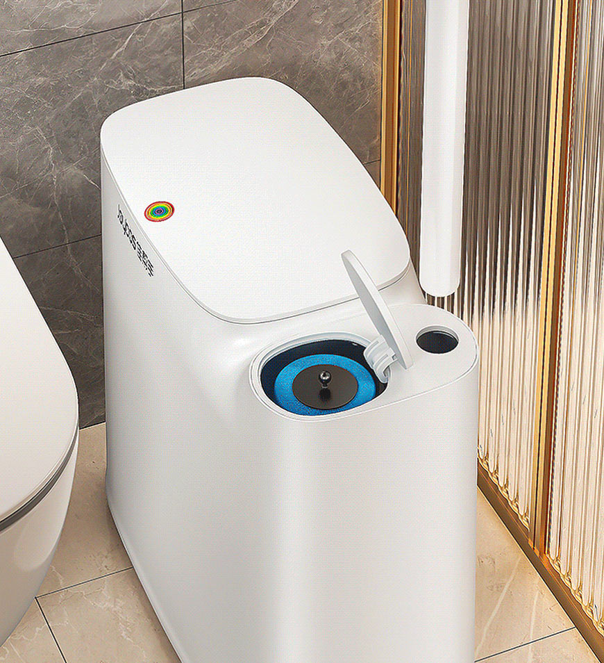 2 in 1 Schmaler Badezimmer-Mülleimer mit Toilettenbürste Z32