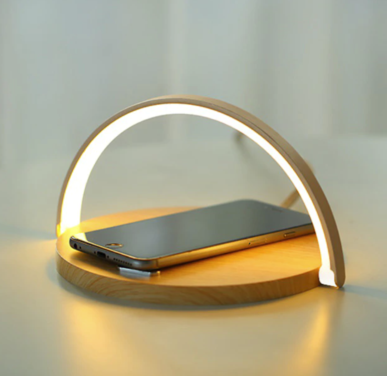 Bowlight Design™ - Stilvolle 3-in-1 Nachttischlampe mit Qi-Ladegerät