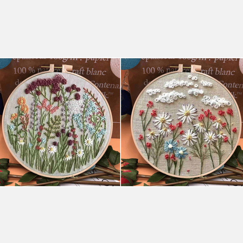 Perfektes Geschenk - Stickrahmen Blumen-Kit für Anfänger