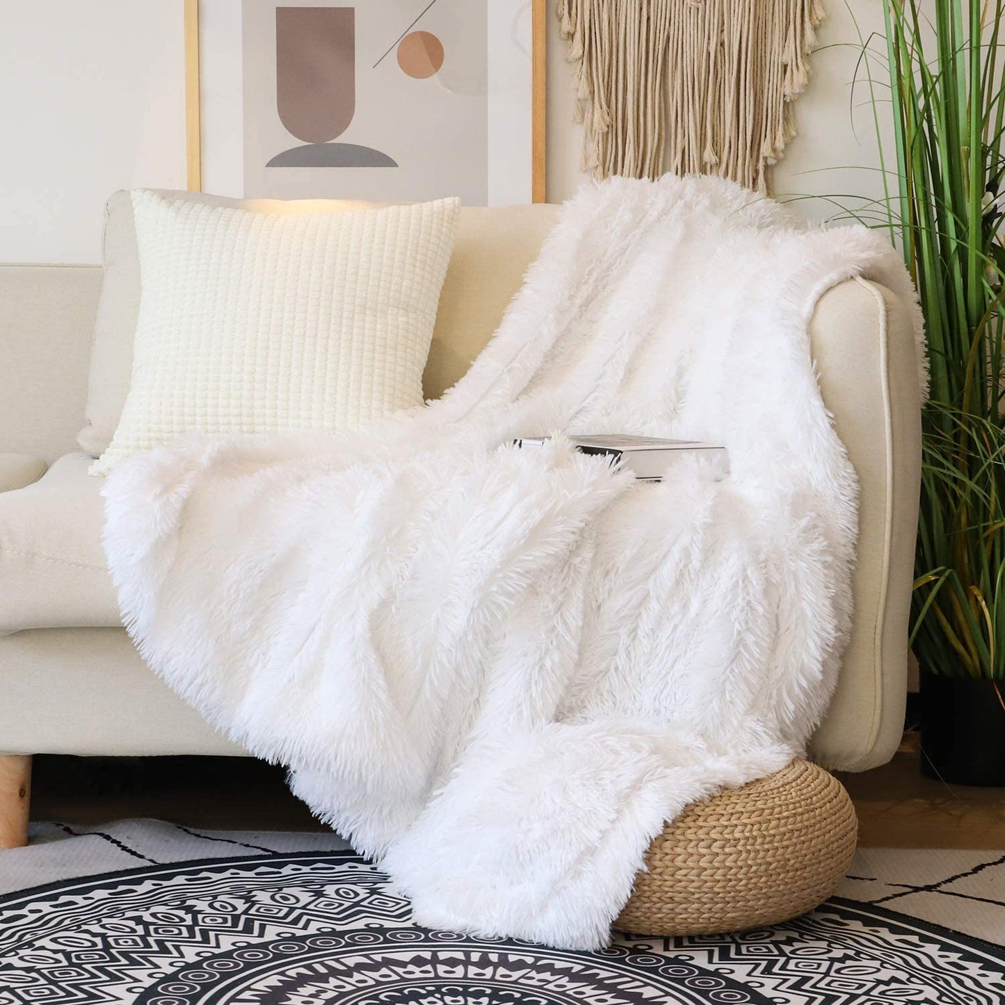 Plüsch Kunstfell Wurfdecke | Luxuriöse Flauschige Decke für Couch und Sofa