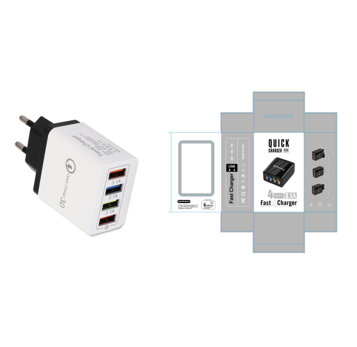 USB-Ladegerät Quick Charge 3.0 4 Telefonadapter für Tablet Tragbares mobiles Wandladegerät Schnellladegerät
