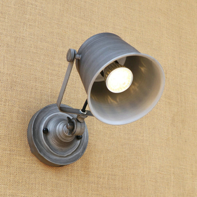 Antik Stil Eimer Wandlicht Wandleuchte 1 Licht Eisen Verstellbare Wandmontierte Lampe in Schwarz/Grau für Außenbereich