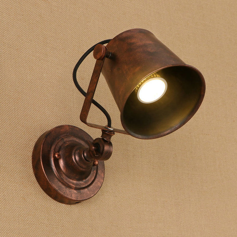 Antik Stil Eimer Wandlicht Wandleuchte 1 Licht Eisen Verstellbare Wandmontierte Lampe in Schwarz/Grau für Außenbereich