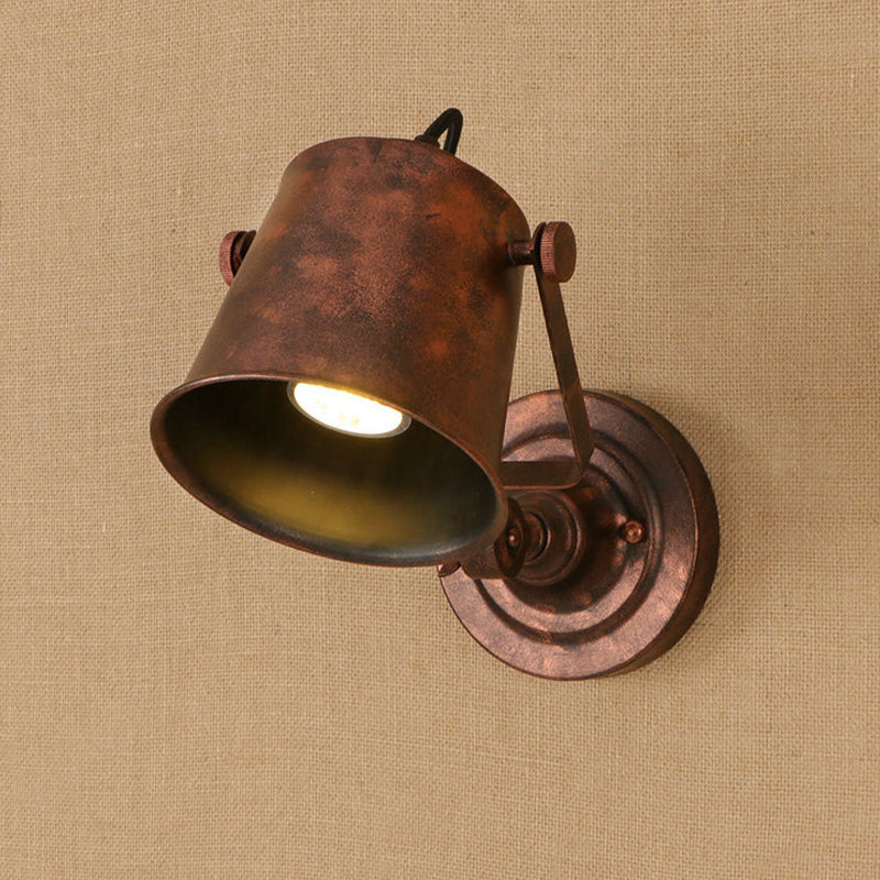 Antik Stil Eimer Wandlicht Wandleuchte 1 Licht Eisen Verstellbare Wandmontierte Lampe in Schwarz/Grau für Außenbereich