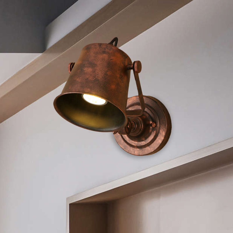 Antik Stil Eimer Wandlicht Wandleuchte 1 Licht Eisen Verstellbare Wandmontierte Lampe in Schwarz/Grau für Außenbereich