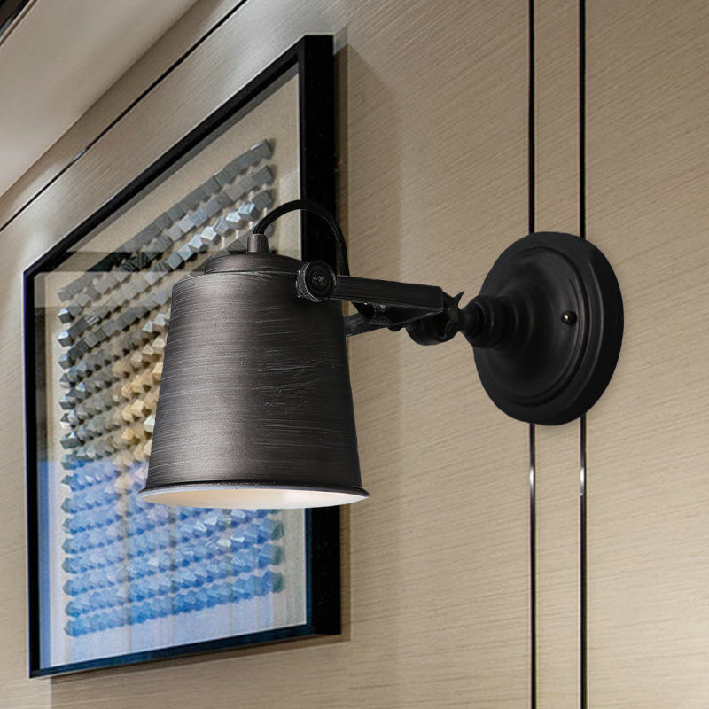 Antik Stil Eimer Wandlicht Wandleuchte 1 Licht Eisen Verstellbare Wandmontierte Lampe in Schwarz/Grau für Außenbereich