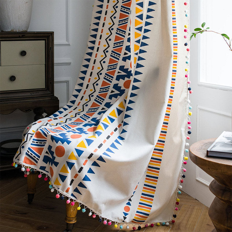 Sandsberg Boho Bunter geometrischer Vorhang mit Quaste