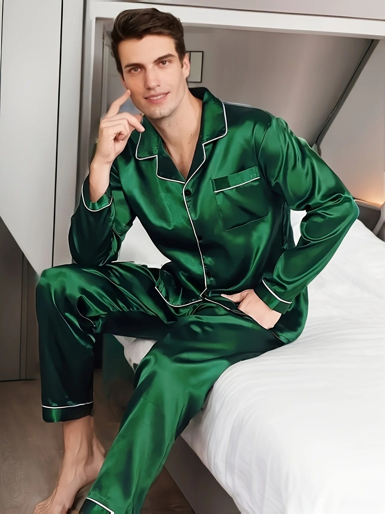 Sandsberg Luxus Herren Pyjama | Elegante Nachtwäsche | Bequem & Atmungsaktiv | Für erholsamen Schlaf