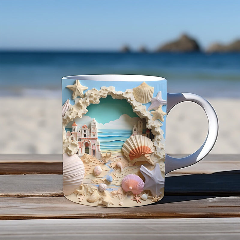 Sandsberg | 3D Ozean Strand Durchbruch Thema Kaffeebecher