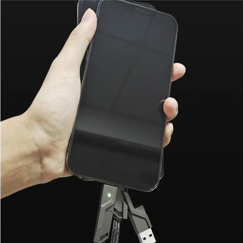🔥(Kaufen Sie einen, erhalten Sie einen gratis)🔥4-in-1 flaches, geflochtenes Anti-Tangle-Ladekabel mit Klettverschluss