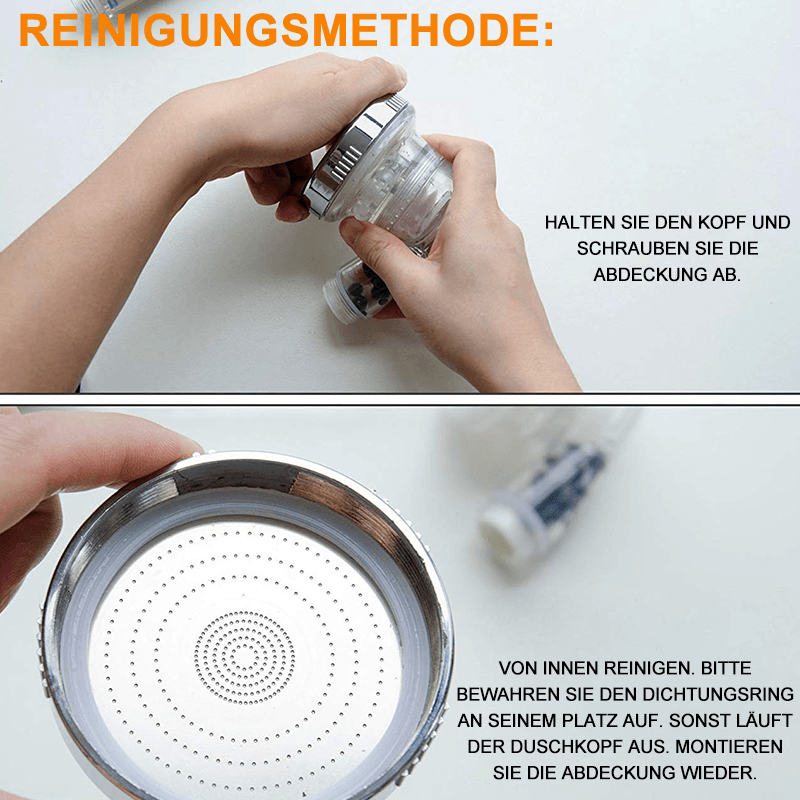 Premium Duschkopf Handbrause mit Ionenfilter wassersparend mit verstellbarem Wasserdruck