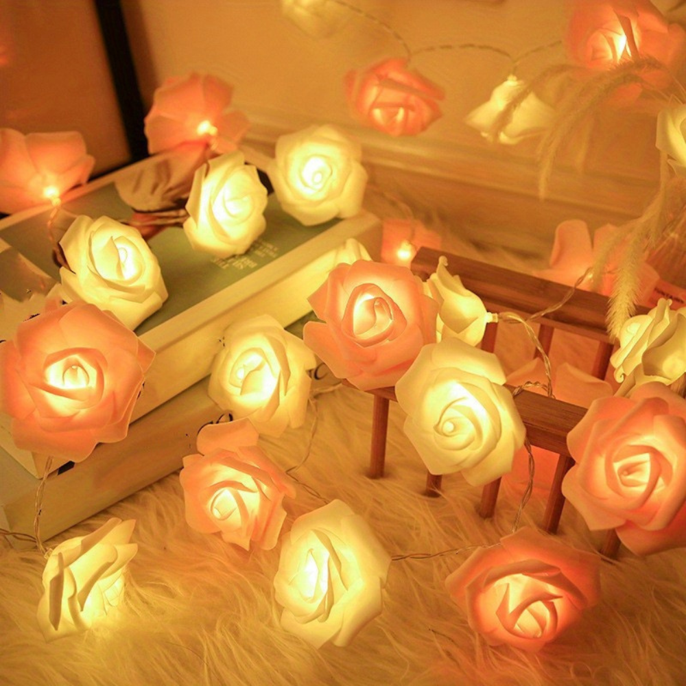 Rose Blütenlichter Lichterkette