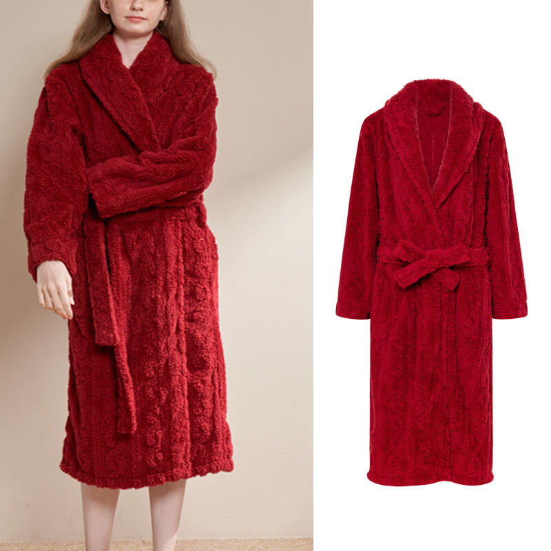 Luxuriöser Damenfleece-Bademantel mit Taschen